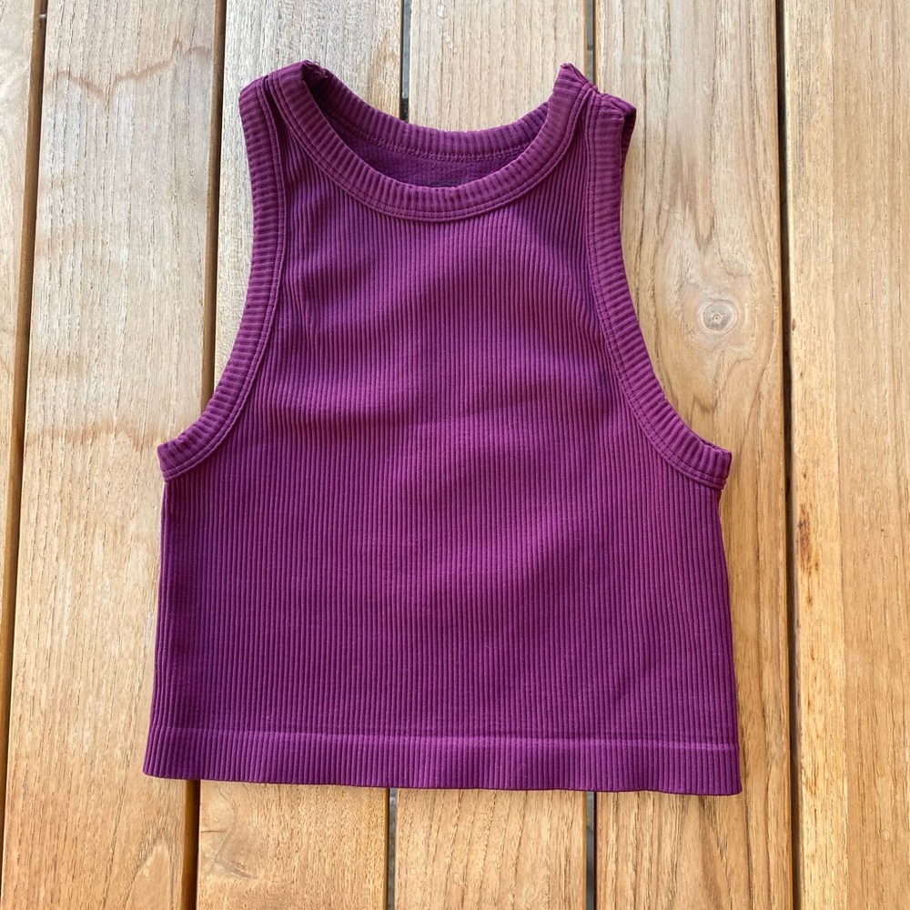 Purple seamless ribbed crop top